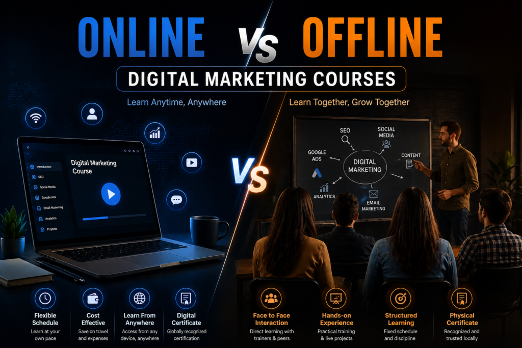 Online vs offline digital marleting course